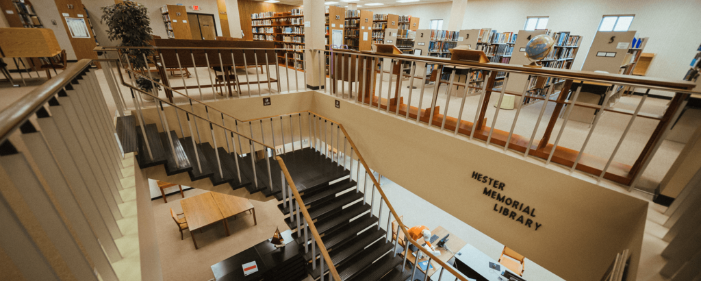 NGU's Hester Memorial Library from the second floor