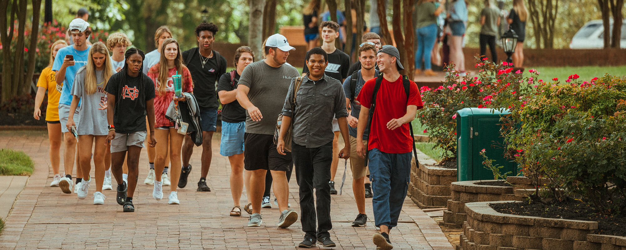 NGU student giving tour to high school students looking to study at NGU