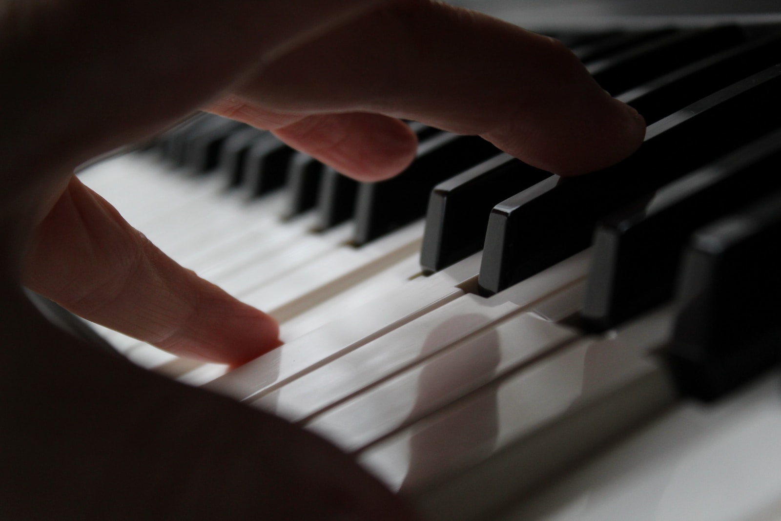 persons hand on piano keys